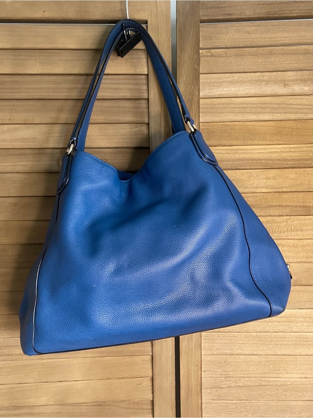 COACH Edie 31 Cobalt Blue Pebbled Leather Shoulder Bag - Picture 3 of 14